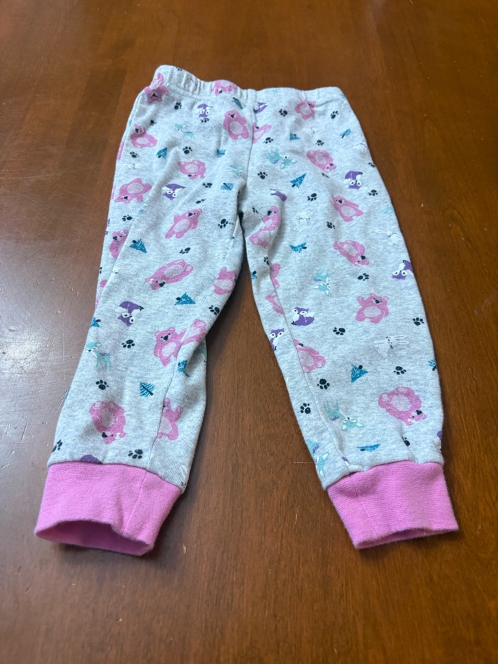 Girls' Gray & Pink Animal Print Pajama Bottoms